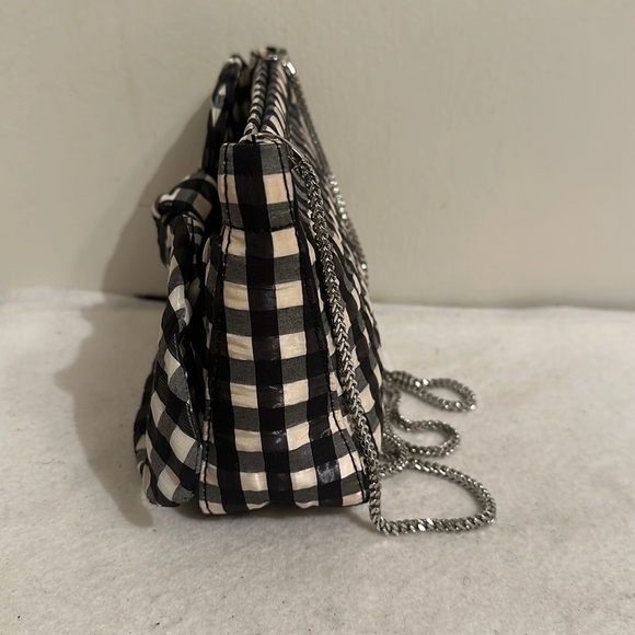 Loeffler Randall Silk Bag Chain Strap Plaid Check Clutch with Bow - Picture 8 of 16